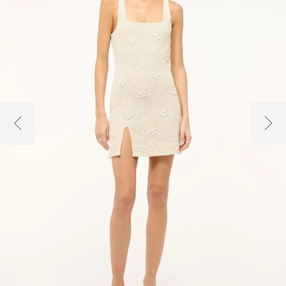 STAUD Le Sable Mini Dress Ivory, XS